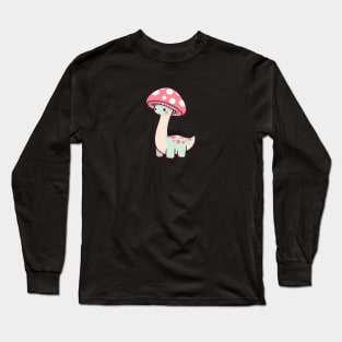 Kawaii simple Mushroom Hat Dinosaur Brontosaurus Long Sleeve T-Shirt